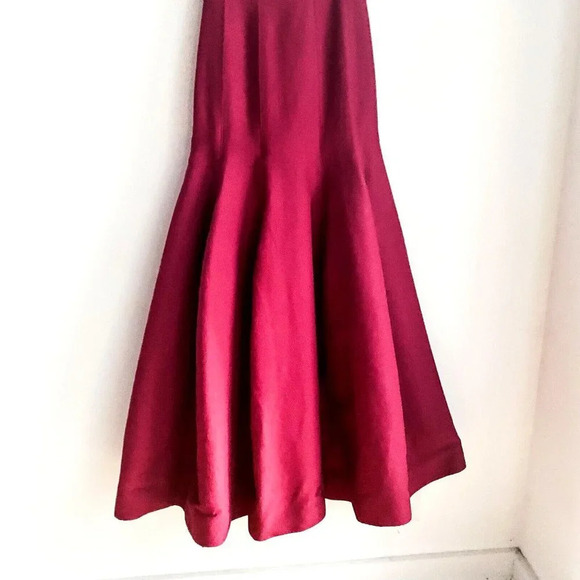 Halston Heritage Red Burgundy Sleeveless Mermaid Fit Flare Prom Red  Carpet Gown - Picture 3 of 9